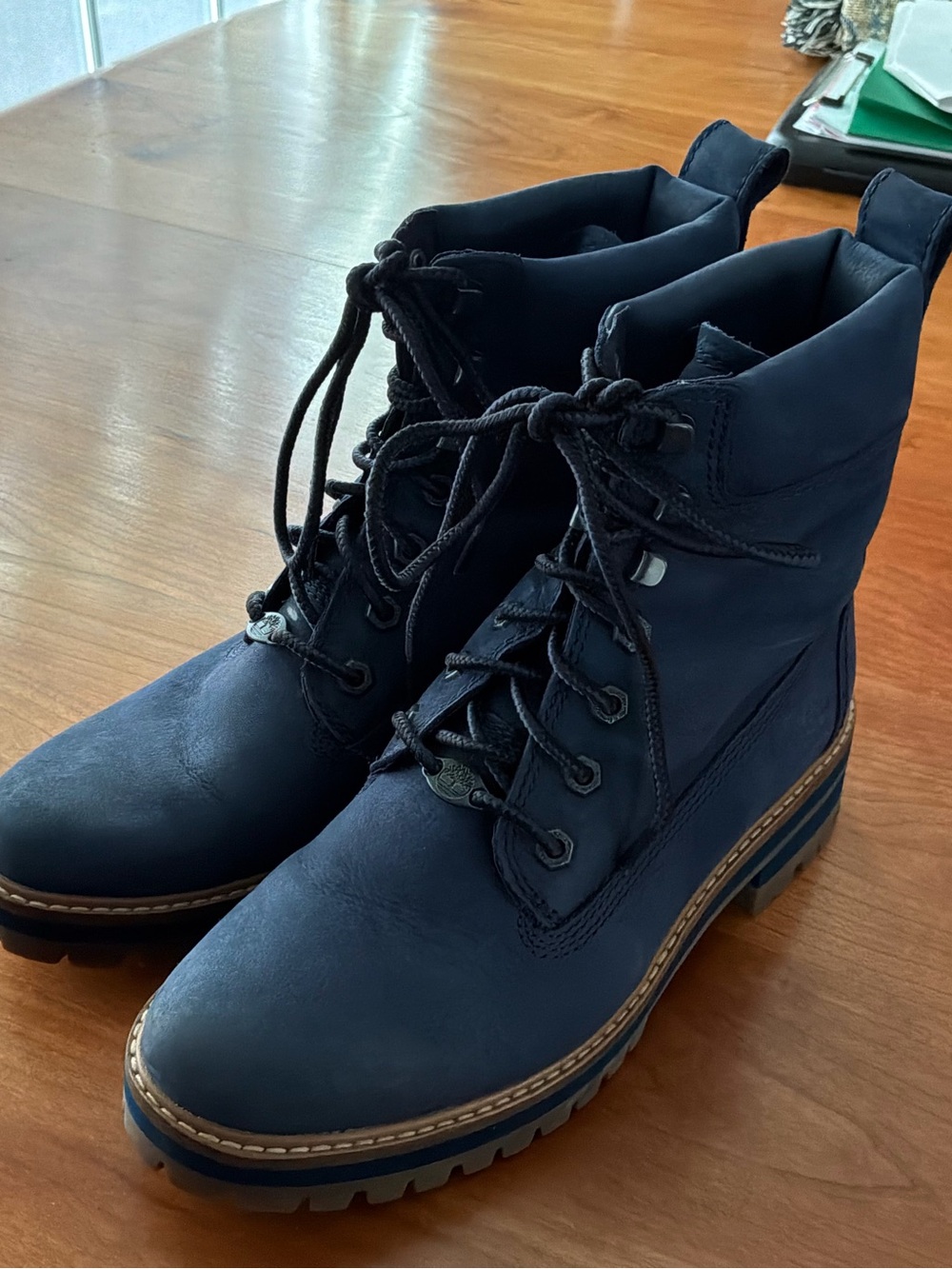 Timberland Woman Navy Lace-Up Work Boots
